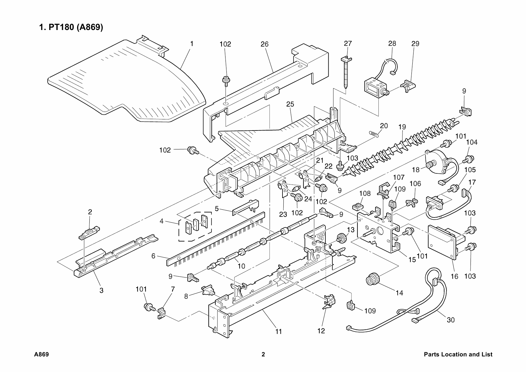 RICOH Options A869 1-BIN-SORTER Parts Catalog PDF download-2